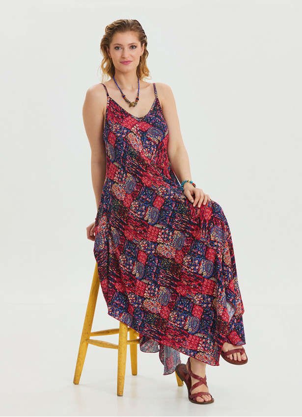 Adjustable Straps Asymmetric Cut Women's Long Dress 4658